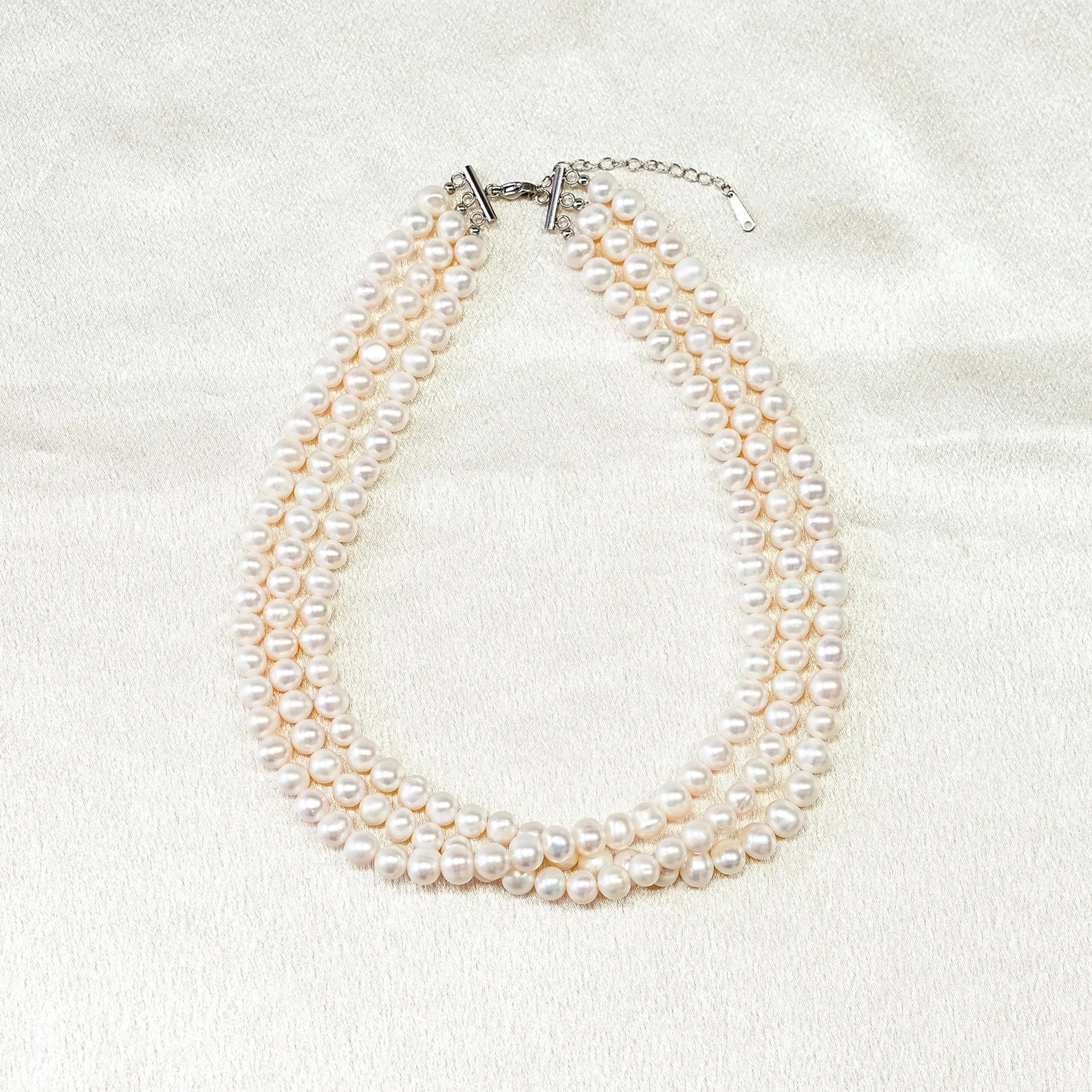 Real Freshwater Pearl Choker Necklace, 3 Strand layered Pearl Choker, Minimalist Bridal Choker, W... | Etsy (US)