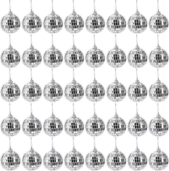 Suwimut 40 Pack Mirror Disco Ball, 2 Inch Silver Hanging Disco Light Mirror Ball with Attached St... | Amazon (CA)