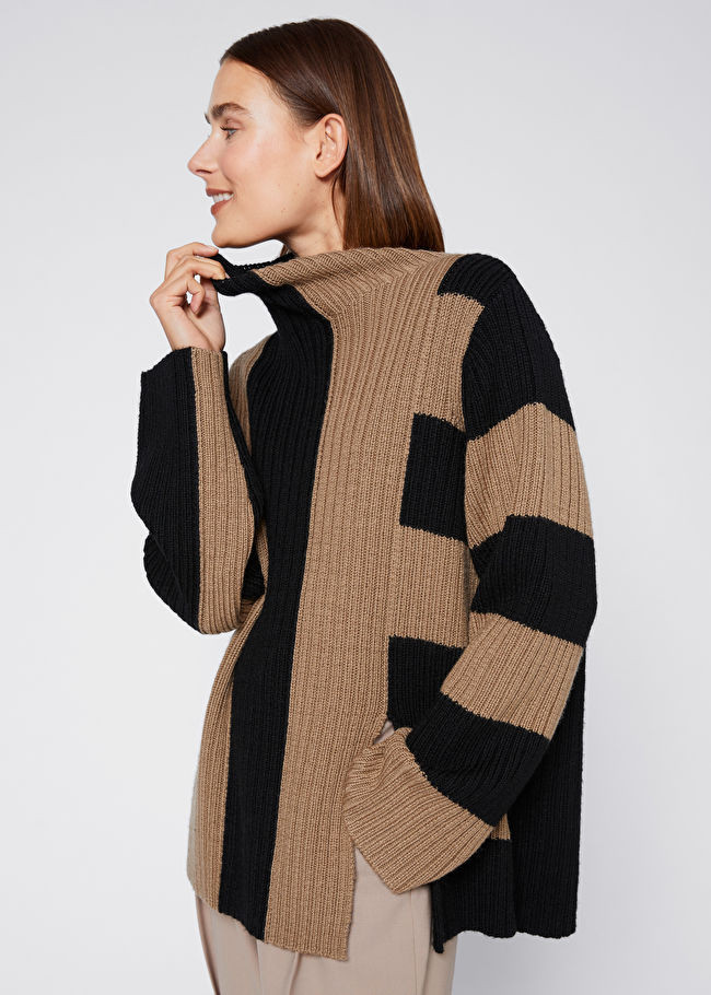 Slouchy Ribbed Mock Neck Sweater | Brown Sweater Sweaters | Winter Outfit | Work Wear Style  | & Other Stories US