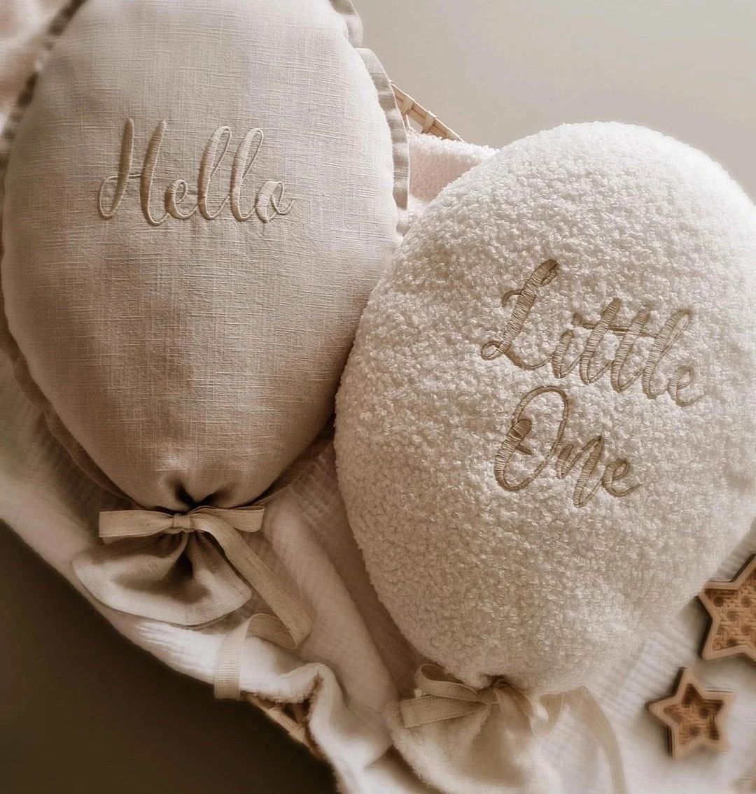 Baby Announcement Balloons | Boucle Balloon | Boucle Cushion | Linen Cushion | Personalised | Nur... | Etsy (US)