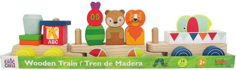 KIDS PREFERRED World of Eric Carle The Very Hungry Caterpillar Wooden Train Set, 15 Pieces | Amazon (US)