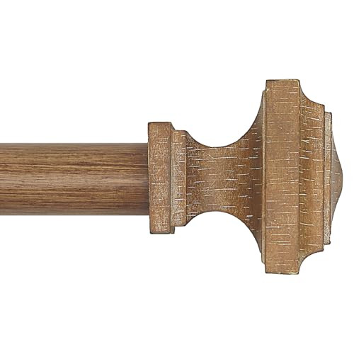 1 Pack Boho Rustic Adjustable Wood Curtain Rod 32-144 Inch, Wood | Amazon (US)