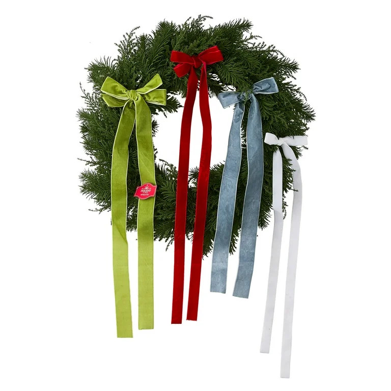 Greenery Christmas Wreath with Bows, Multicolor, 24", by Holiday Time | Walmart (US)