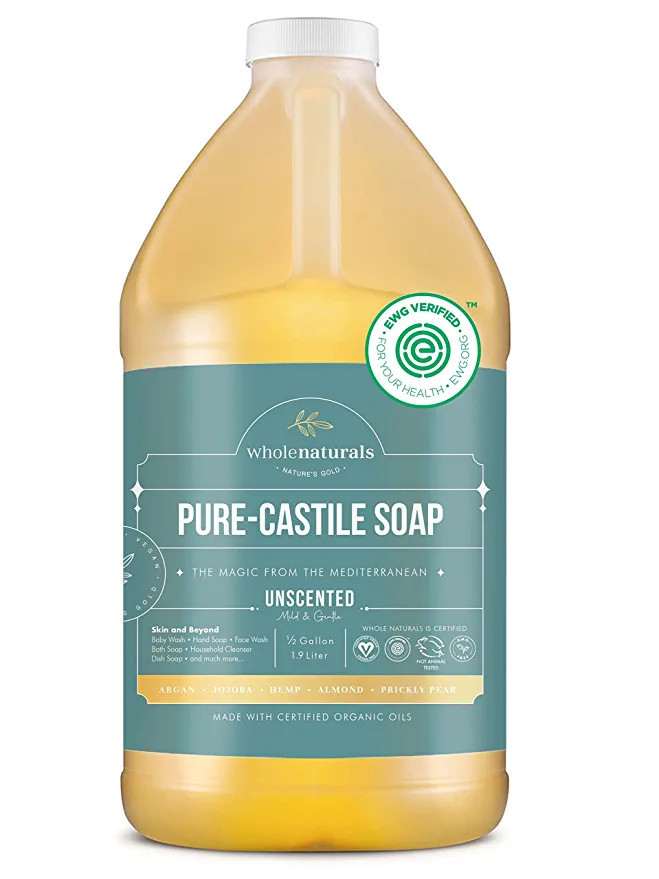 WHOLENATURALS Pure Castile Soap Liquid, EWG Verified & Certified Palm Oil Free - 64 Oz. - 1/2 Gal... | Amazon (US)