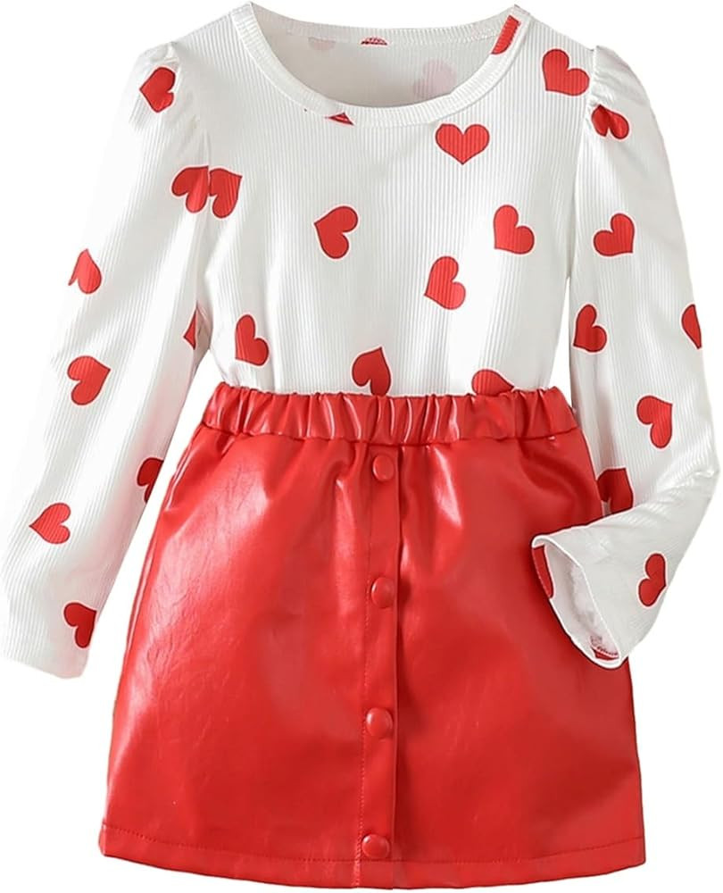 RSRZRCJ Toddler Baby Girl Outfit Long Sleeve Shirt Top+Skirts Set Fall Winter Clothes | Amazon (US)