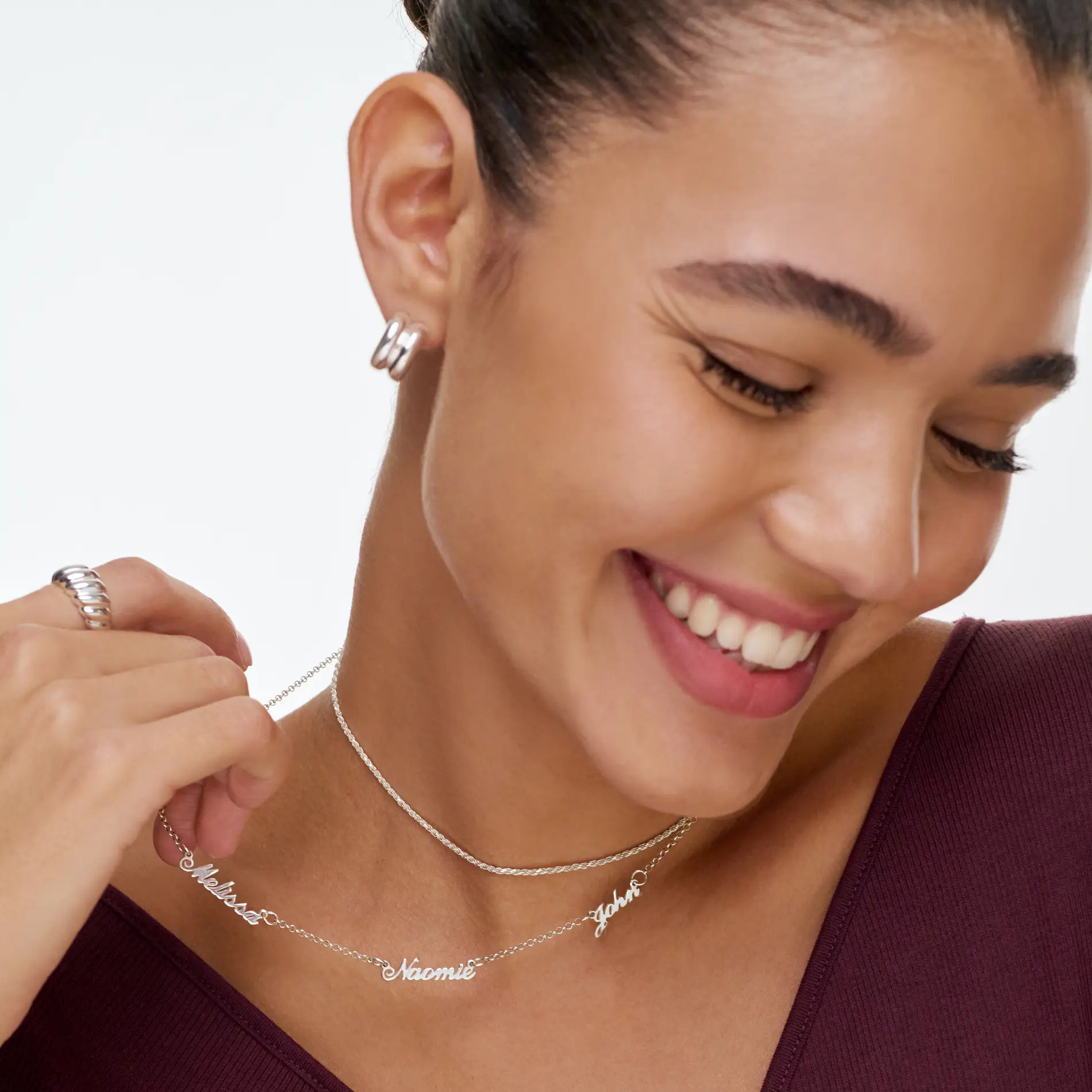 Multiple Name Necklace - Silver | Oak & Luna (US)