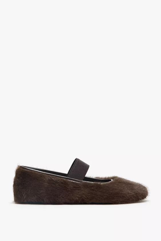 FAUX FUR BALLET FLATS | Zara Canada