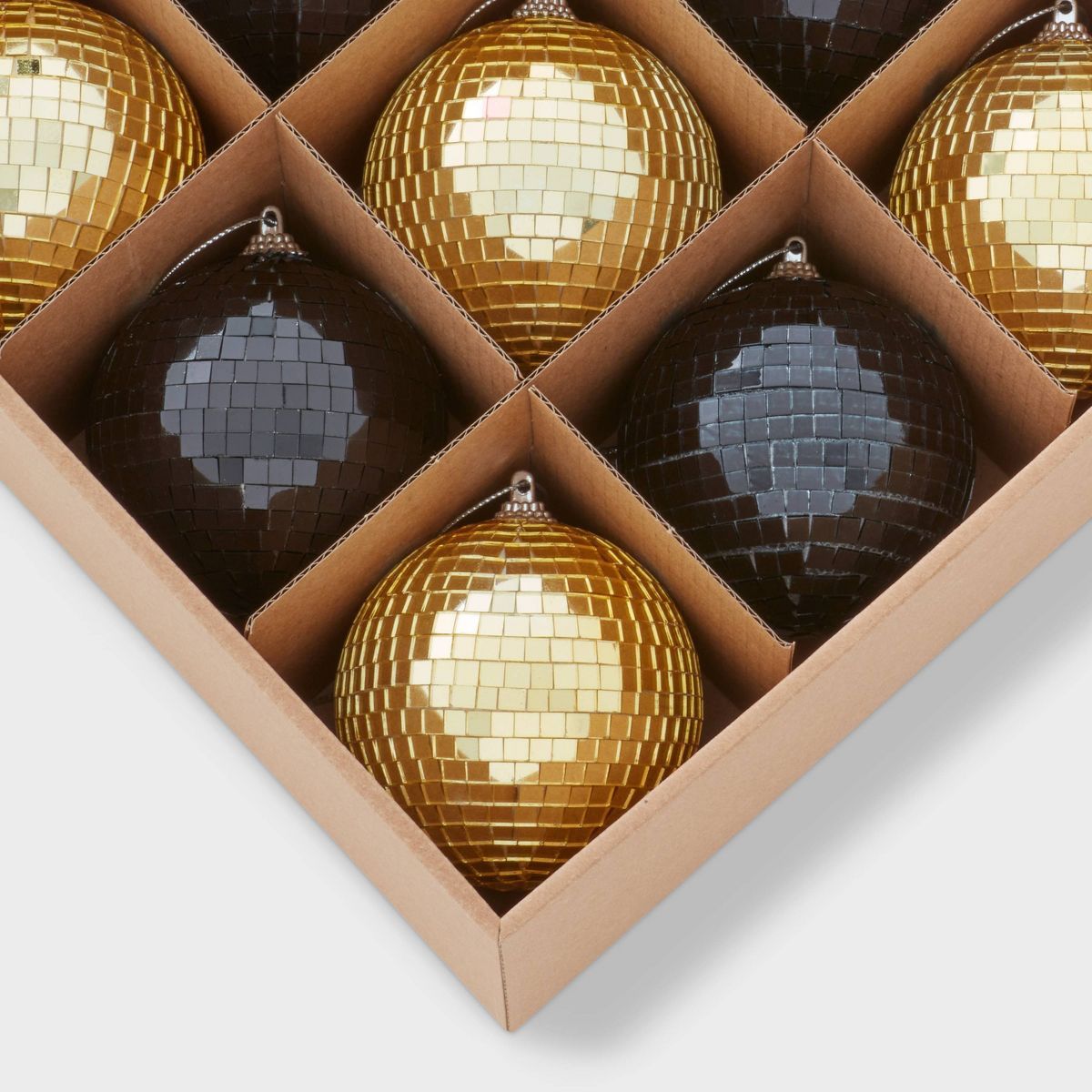 Mirrored Glass Ball Christmas Tree Ornament Set 12pc Black/Gold - Wondershop™ | Target