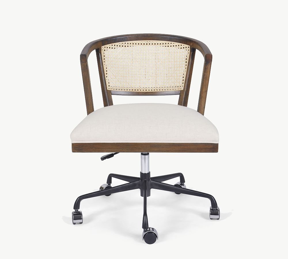 Lisbon Cane Swivel Desk Chair | Pottery Barn (US)