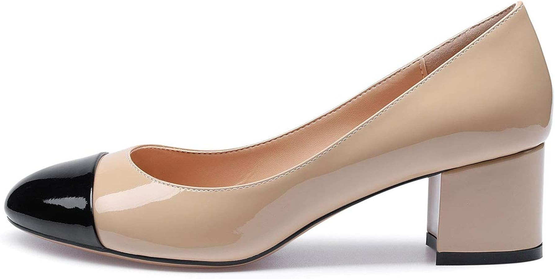 Castamere Womens Chunky Block Heels Round-Toe Slip-on Mid-Heel Basic Pumps 5CM Heels | Amazon (US)