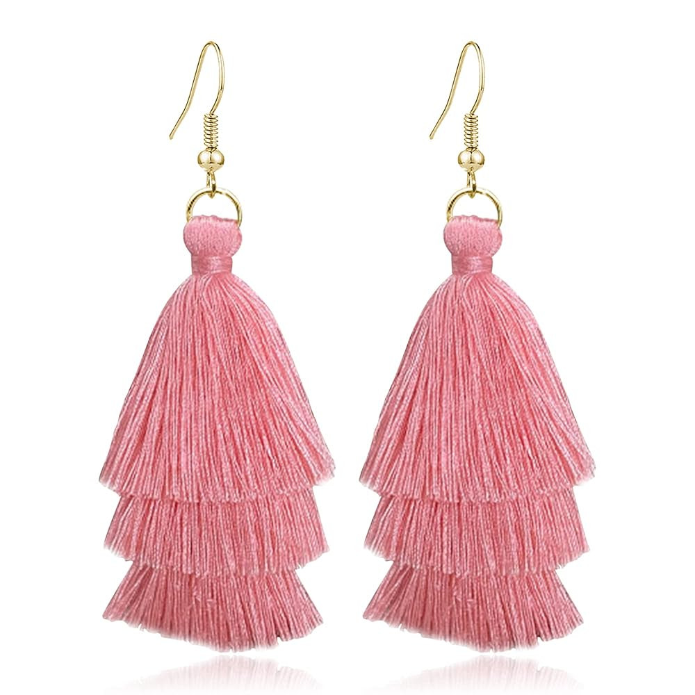 Colorful Tassel Earrings Layered Tassel Earrings Bohemian Dangle Drop Earrings for Women Girls Fa... | Amazon (US)