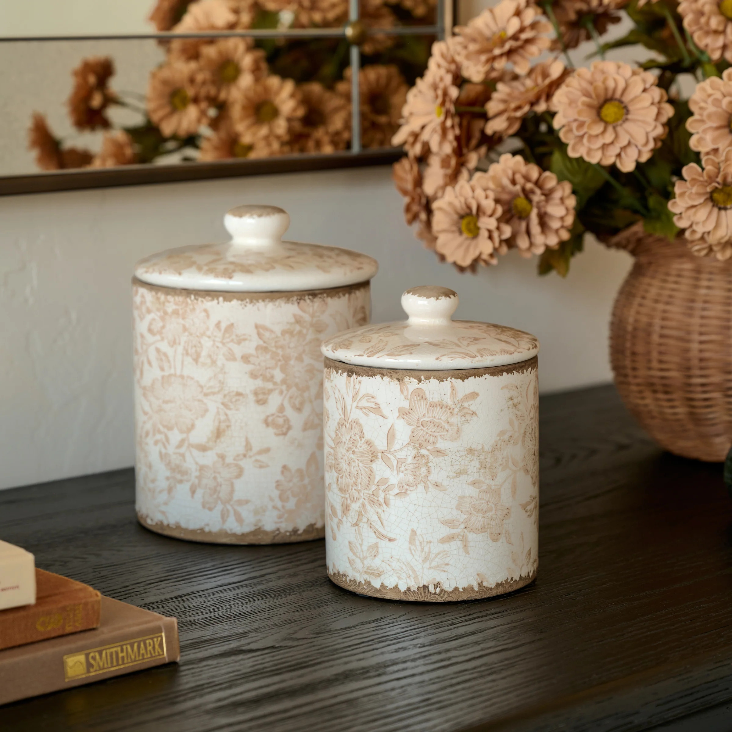 Brown and White Distressed Canister | Magnolia