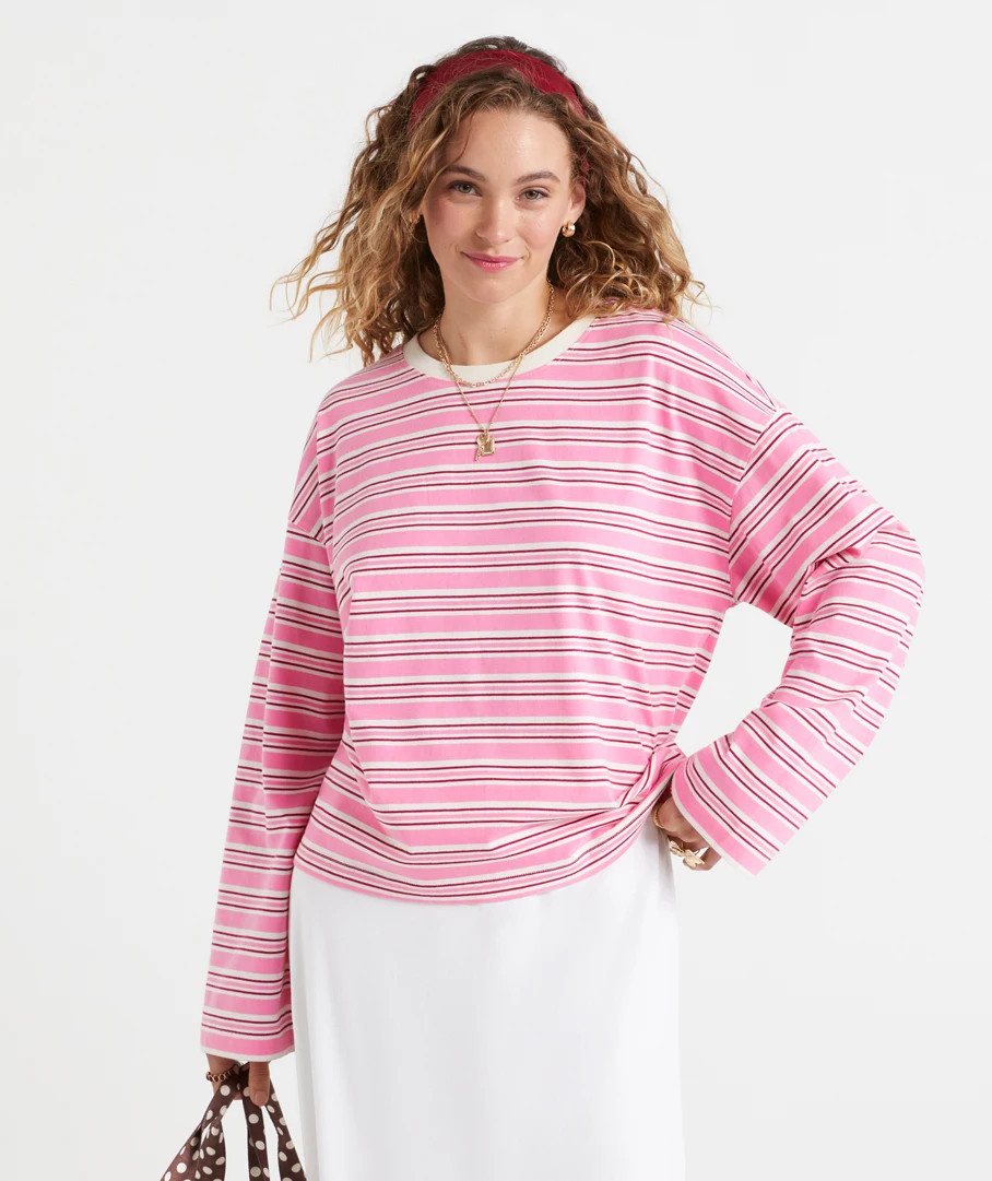 AUSTRALIAN COTTON BOXY LONGSLEEVE TOP | Sportsgirl