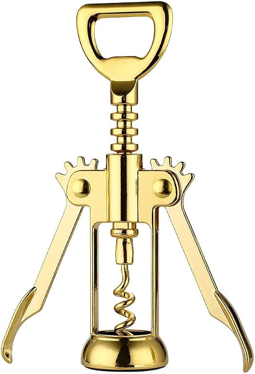 JXS Simple Wing Corkscrew Gold Wine Opener and Beer Opener, Multifunctional Wine Corkscrew Opener | Amazon (US)