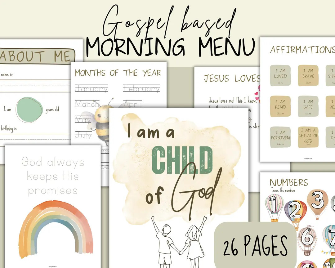Christian Morning Menu Printable, Preschool Gospel Based Worksheets, Homeschool Preschool, Bible ... | Etsy (US)