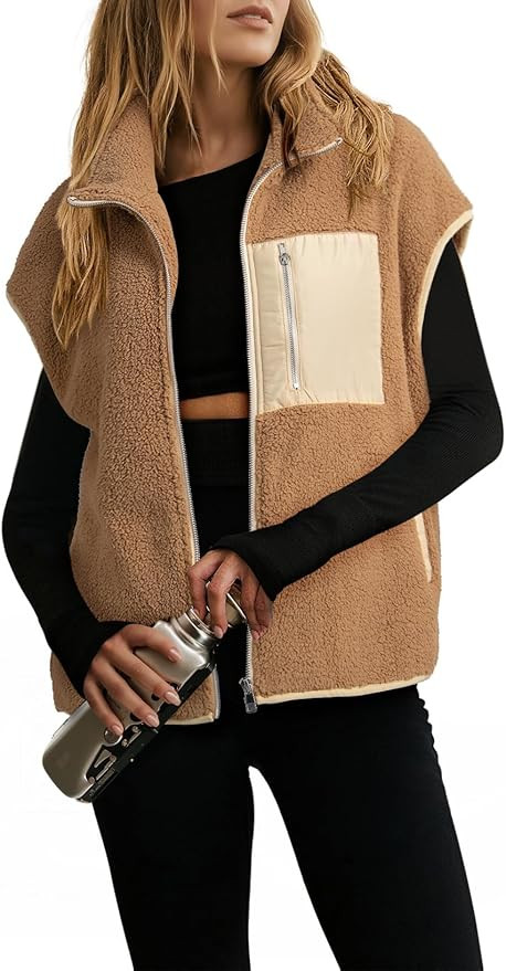 Dokotoo Womens Fleece Jacket Vest Sleeveless Fuzzy Sherpa Jackets Zip Up Oversized Casual Coats F... | Amazon (US)