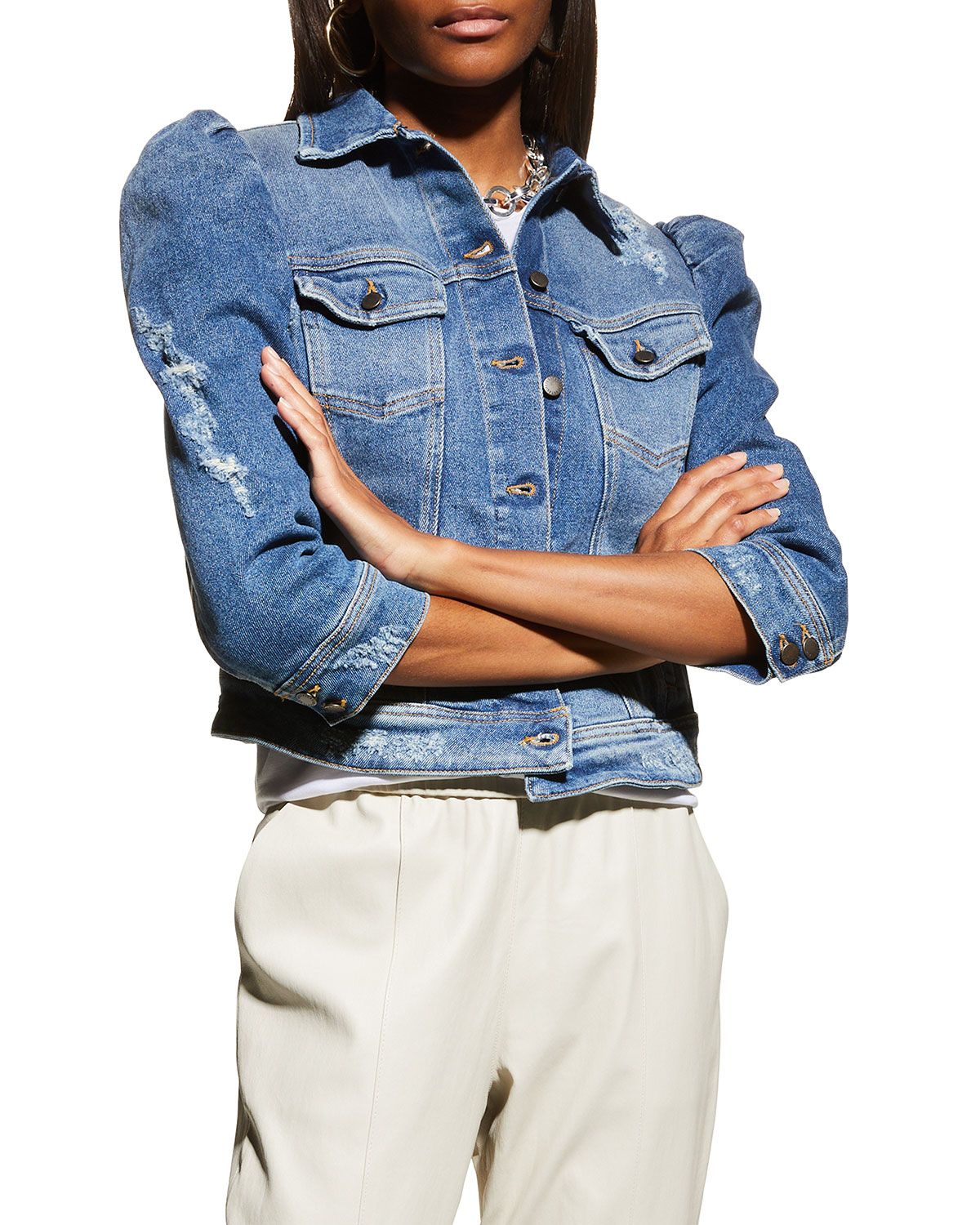 Retrofete Ada Puff-Sleeve Denim Jacket | Neiman Marcus