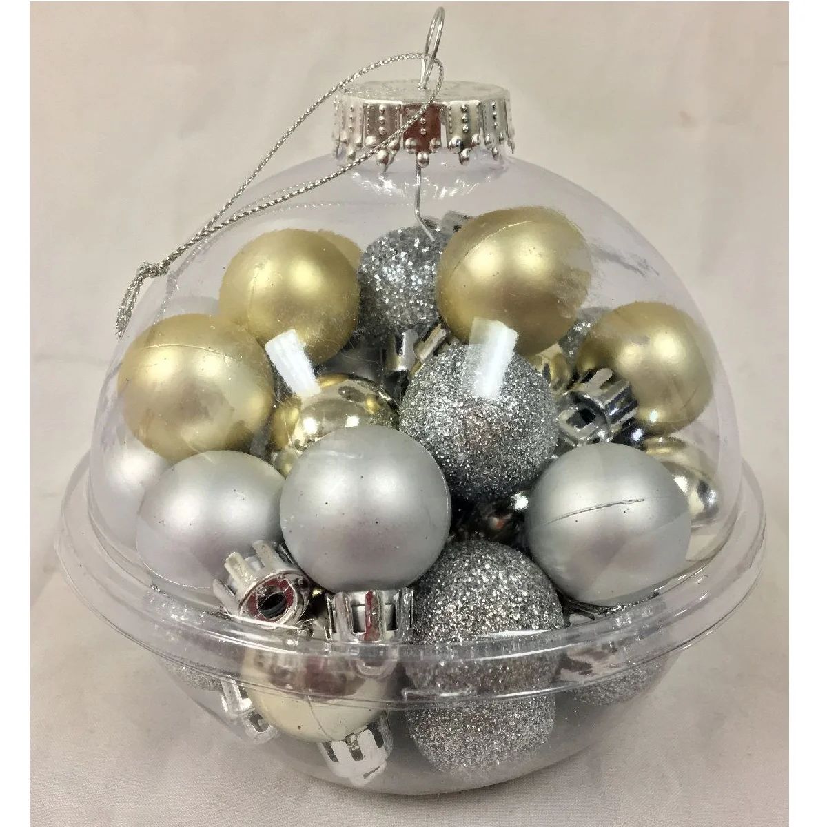 Silver and Gold Shiny Glitter and Matte MINI Balls Christmas Ornament Set of 40 | Walmart (US)