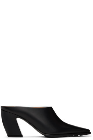 Bottega Veneta - Black Tex Mule Heels | SSENSE