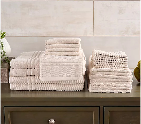 Make Your Selection: Home Reflections 100% Cotton Solid & Texture 18pc Towel Set | QVC