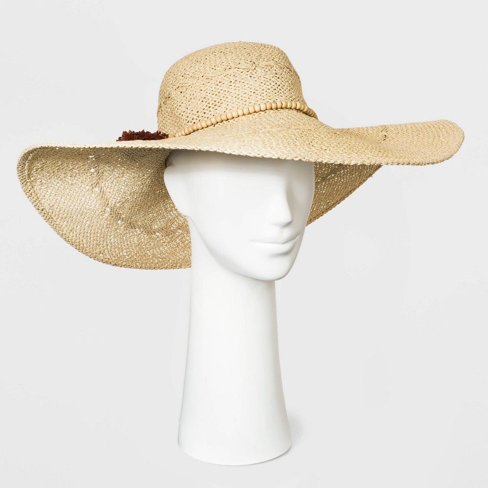 Women's Paper Straw Floppy Hat - A New Day Natural, Brown | Target
