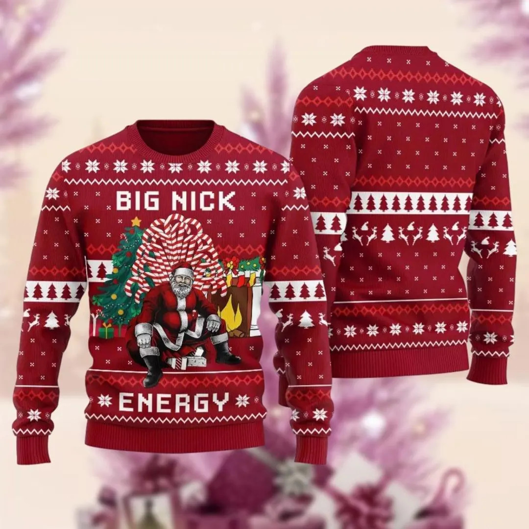 Big Nick Energy Santa Ugly Christmas Sweater, Santa Clause Sweater, Funny Santa Ugly Sweatshirt W... | Etsy (US)