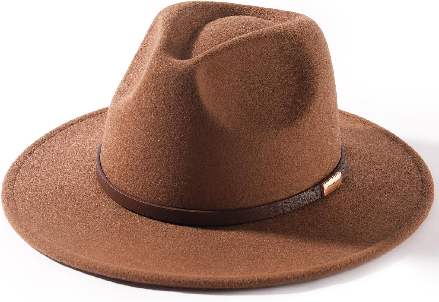 FURTALK Fedora Hats for Men Women Wide Brim Felt Panama Dress Hat with Belt Buckle Adjustable Size | Amazon (US)