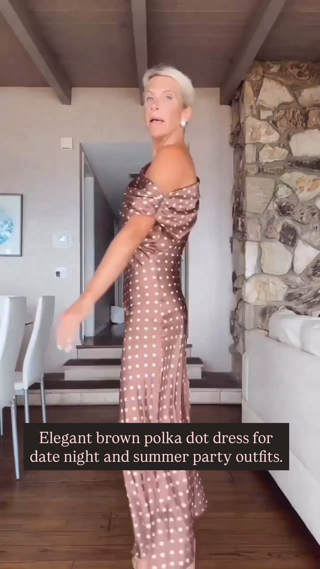 Brown polka dot one shoulder dress for elegant summer events and dinners.

#LTKootd #LTKOver40