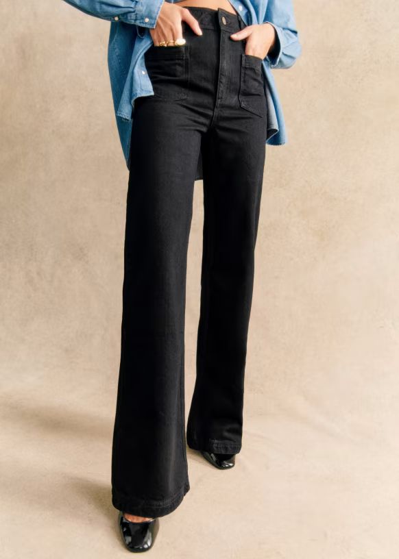 The 70's trousers - Black - Organic Cotton - Sézane | Sezane Paris