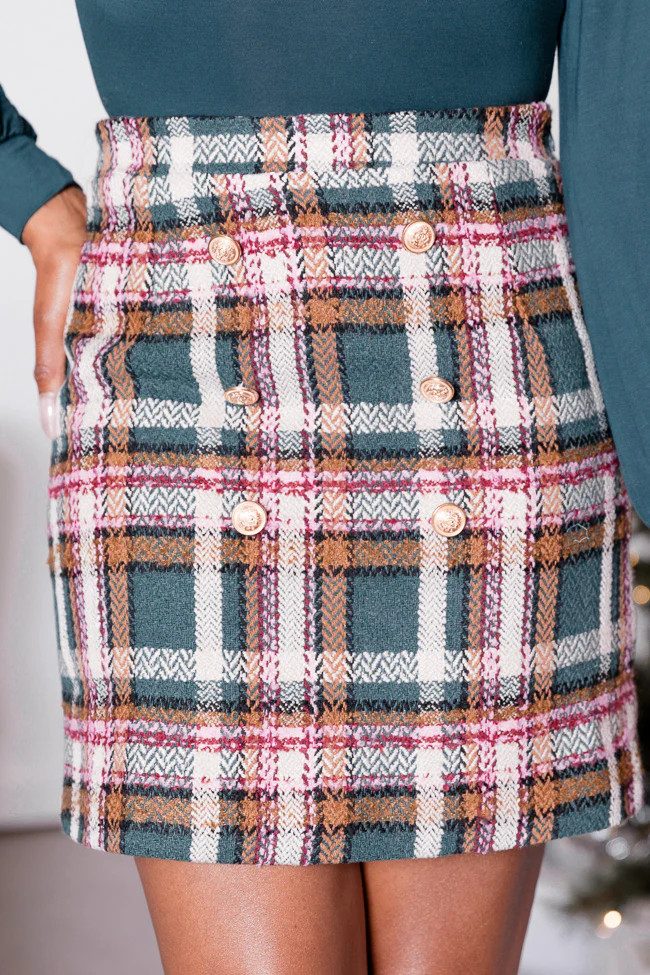All Wrapped Up Green Plaid Mini Skirt | Pink Lily