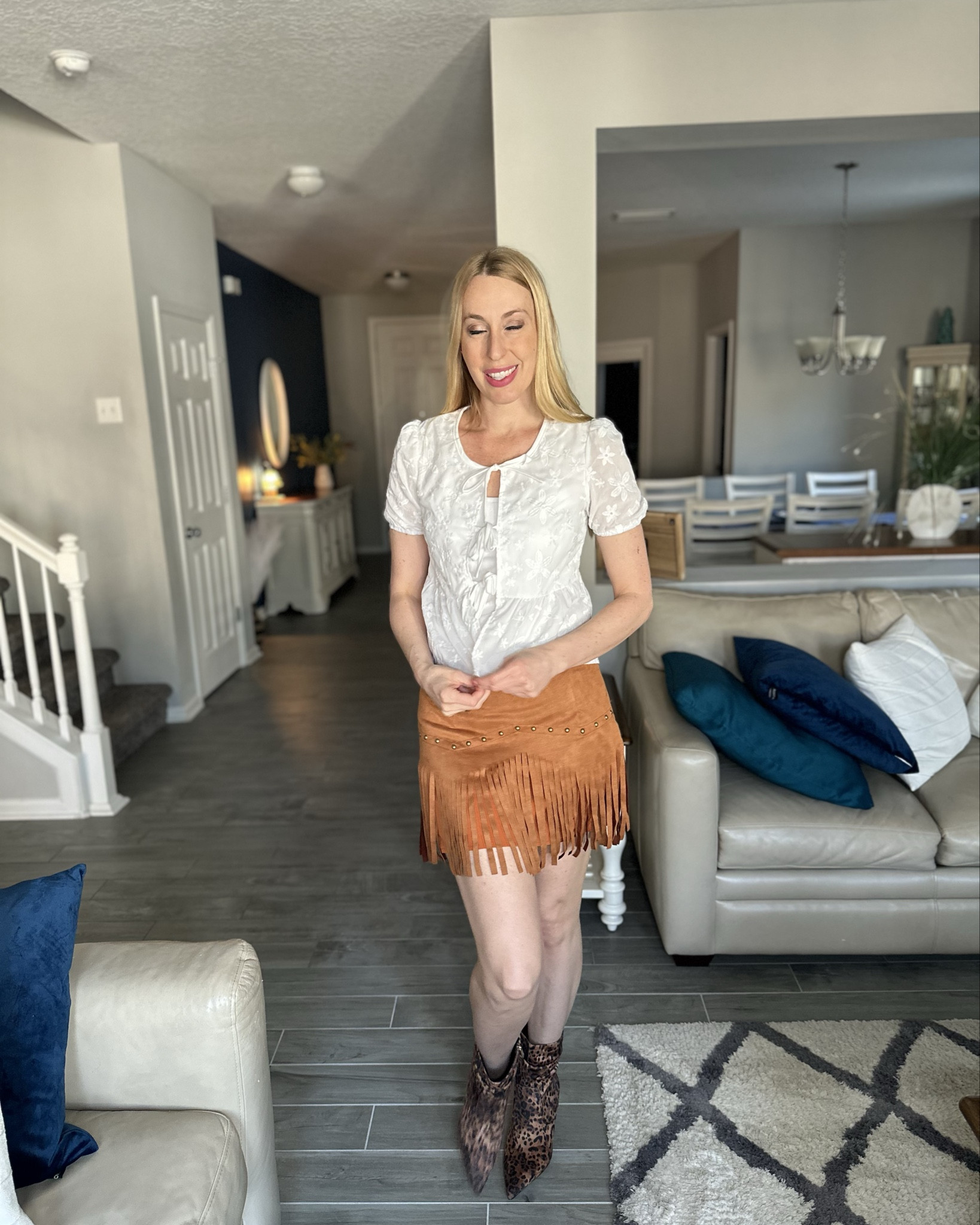 Festival season outfit 
❤️ this top is so cute and trendy 
❤️  i love the skirt with all the tassels and brass
❤️ I am wearing size small, both are a little tight fitting and I am 5’10”

#LTKStyleTip #LTKFindsUnder100 #LTKFindsUnder50