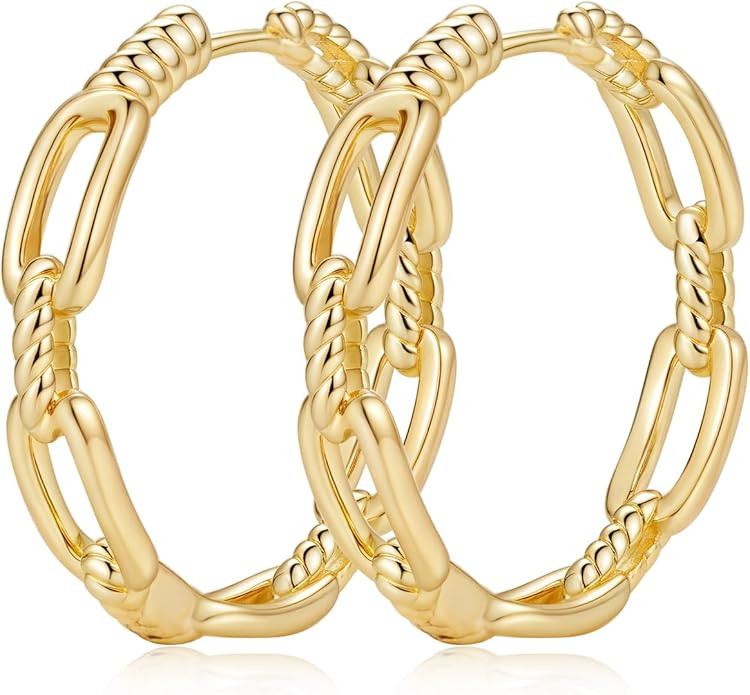 14K Gold Hoop Earrings for Women Lightweight Hypoallergenic Gold Hoops Simple Classic Everyday We... | Amazon (US)