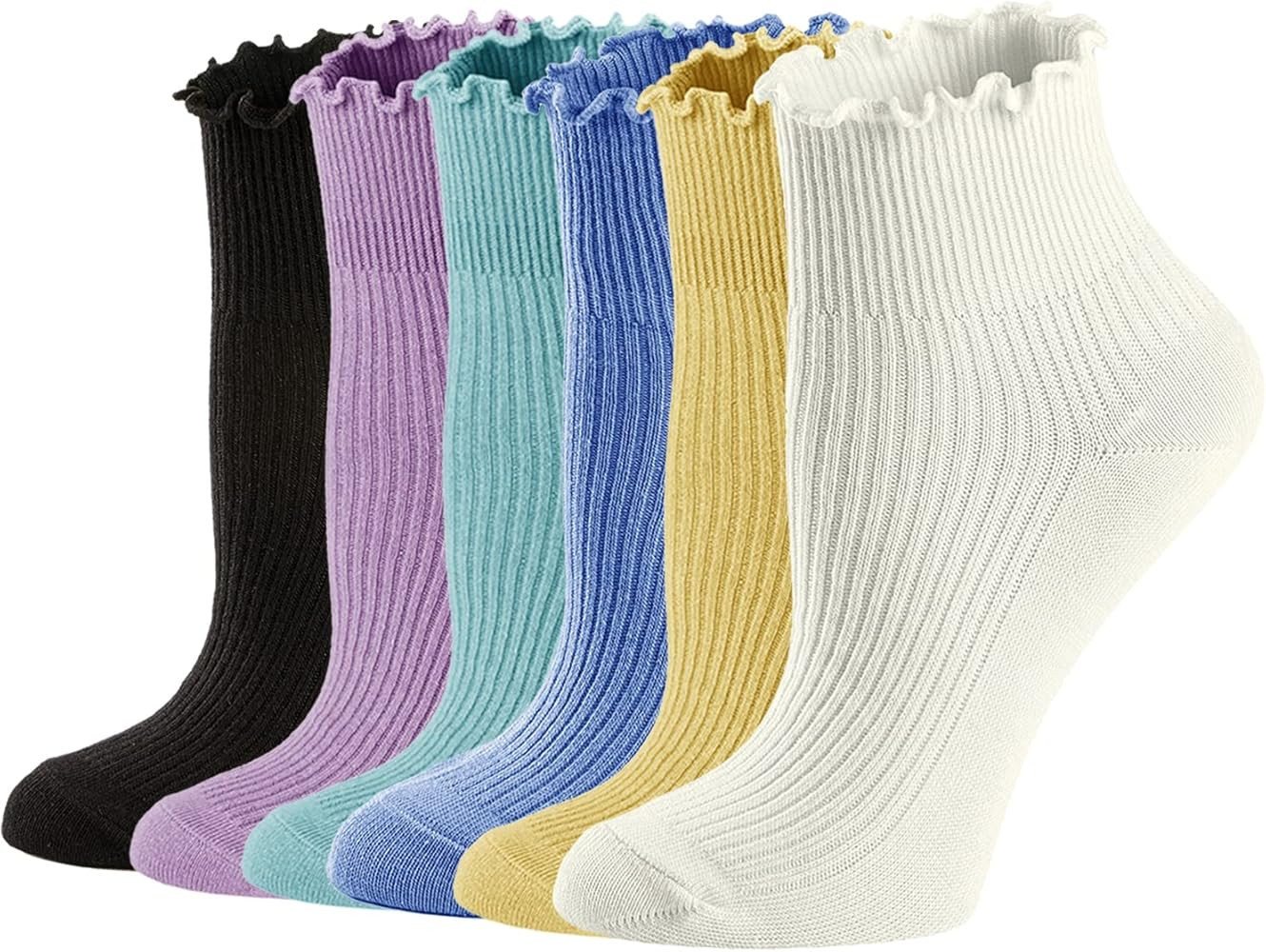 Mcool Mary Womens Socks, Ruffle Turn-Cuff Casual Ankle Socks Breathable Cool Knit Cotton Lettuce ... | Amazon (US)