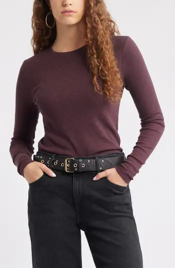 Treasure & Bond Long Sleeve Cotton Blend Rib T-Shirt | Nordstrom | Nordstrom