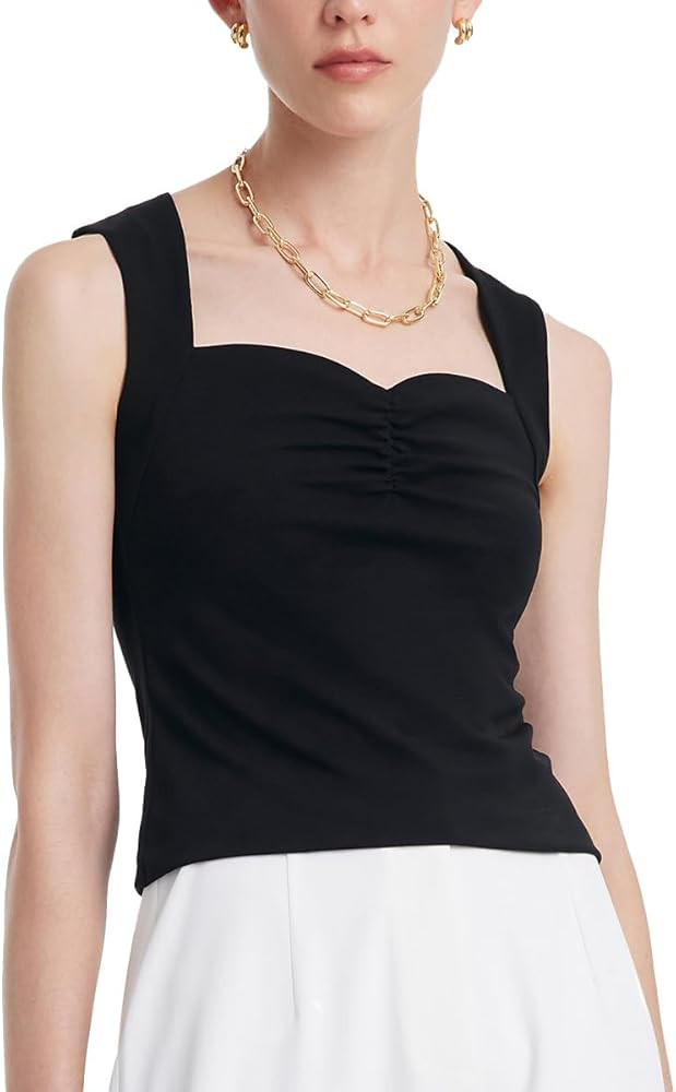 Womens Summer Tank Tops Casual Sleeveless Sweetheart Neck Fit Slim Shirts Basic Going Out Cami To... | Amazon (US)