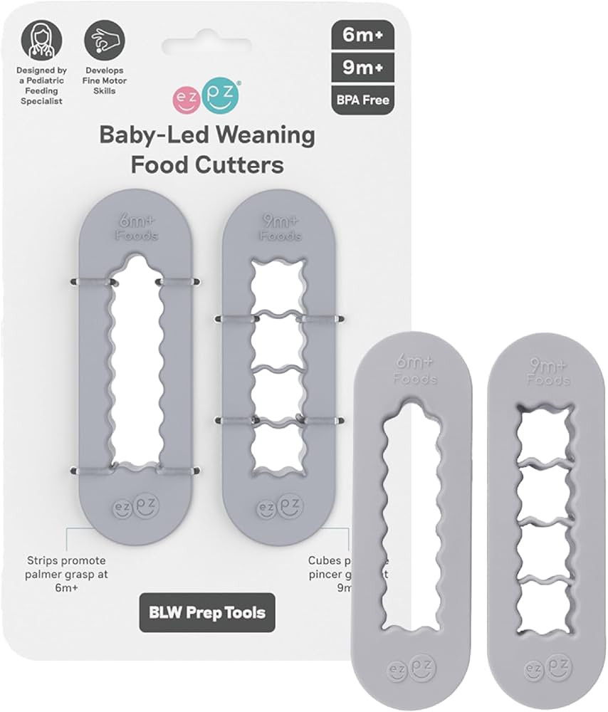 ezpz Baby-Led Weaning Food Cutters (2 pack in Pewter) - 6 / 9 Months + - Food Prep for Infants | Amazon (US)