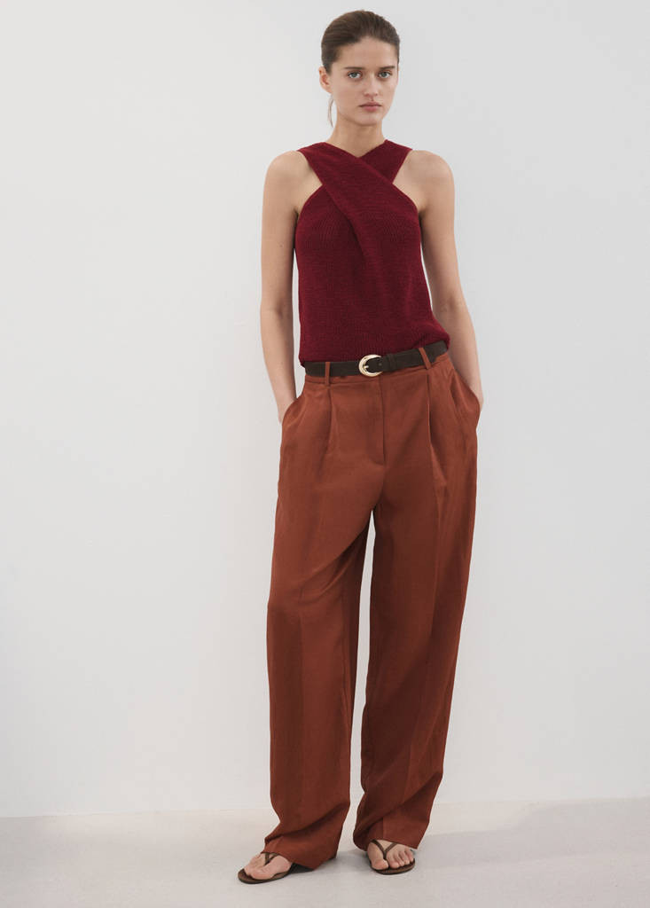 Knitted wrap top maroon - Woman - S - MANGO | Mango (US/MX/AU)
