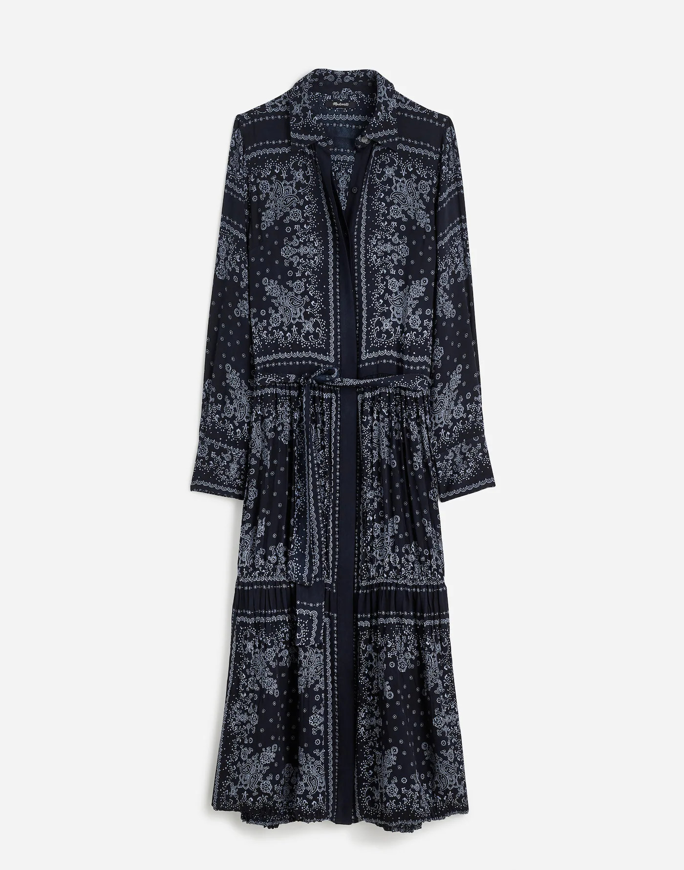 Relaxed Long-Sleeve Tiered Midi Dress in Bandana | Madewell