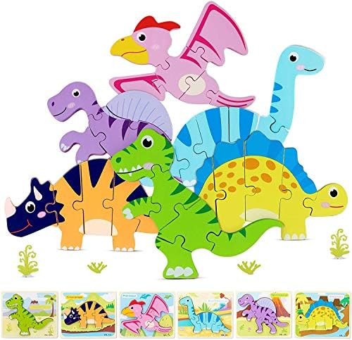 Wooden Dinosaur Toddler Puzzles for 1 2 3 Years Old, Educational Toys Gift for Boys and Girls (6 ... | Amazon (US)