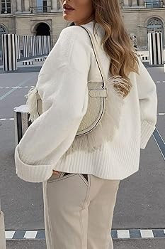 LILLUSORY Women's Oversized Sweaters 2023 Fall Fuzzy Knit Chunky Warm Pullover Sweater | Amazon (US)