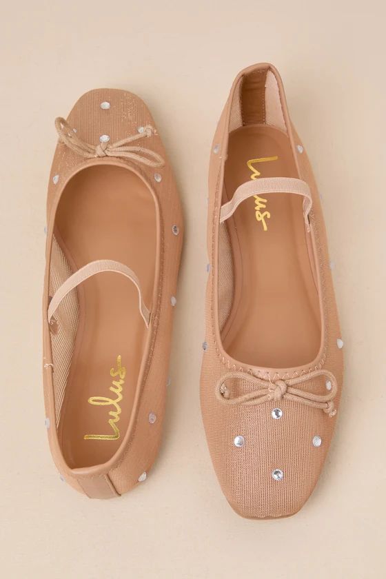 Miliah Light Nude Mesh Rhinestone Ballet Flats | Lulus