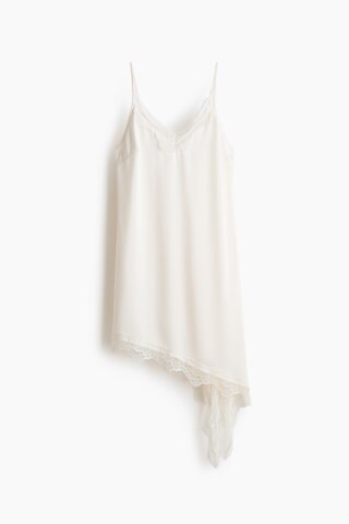H & M - Lace-Trimmed Satin Dress - White | H&M (US + CA)
