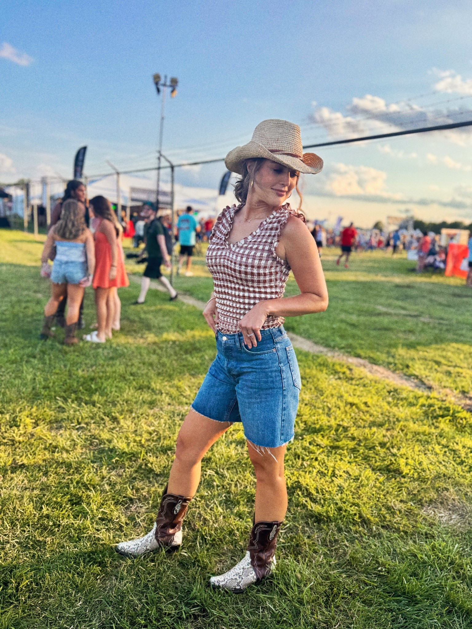 We went full western for this day. Also, probably the most comfortable jean shorts I’ve ever worn. #countryconcertoutfit #jeanshorts #denimshorts 

#LTKFindsUnder100 #LTKSeasonal
