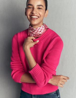 Boden Women's Lucy Chunky Cotton Sweater in Pink | Size Large | Boden (US)