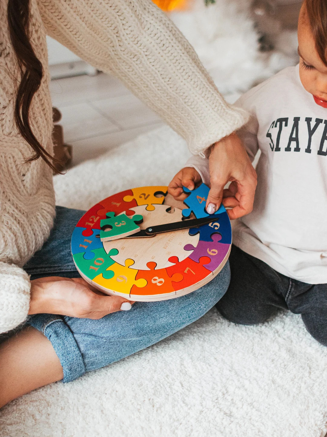 Wooden Montessori Toy Clock Puzzle, Baby Gift, Christmas Gifts For Kids, Wooden Toys, Baby Shower... | Etsy (US)