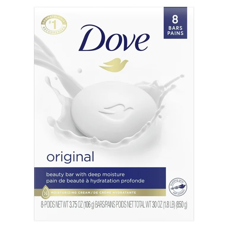 Dove Original Deep Moisturizing Beauty Bar Soap, Unscented, 3.75 oz (8 Bars) | Walmart (US)