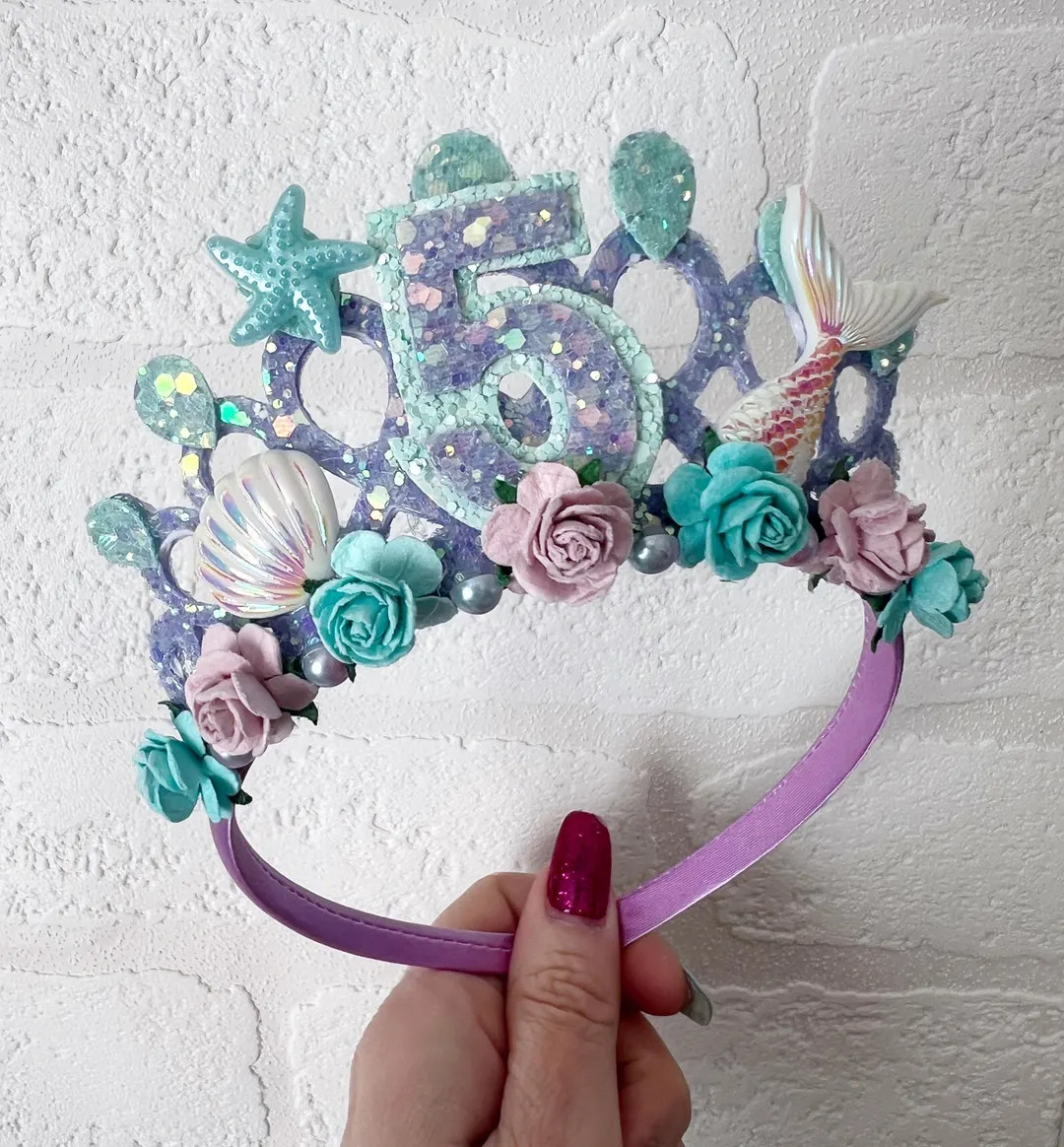 Mermaid Birthday Crown Tiara, Mermaid Tiara Alice Band Headband, Party Props, Girl Gifts - Etsy | Etsy (US)
