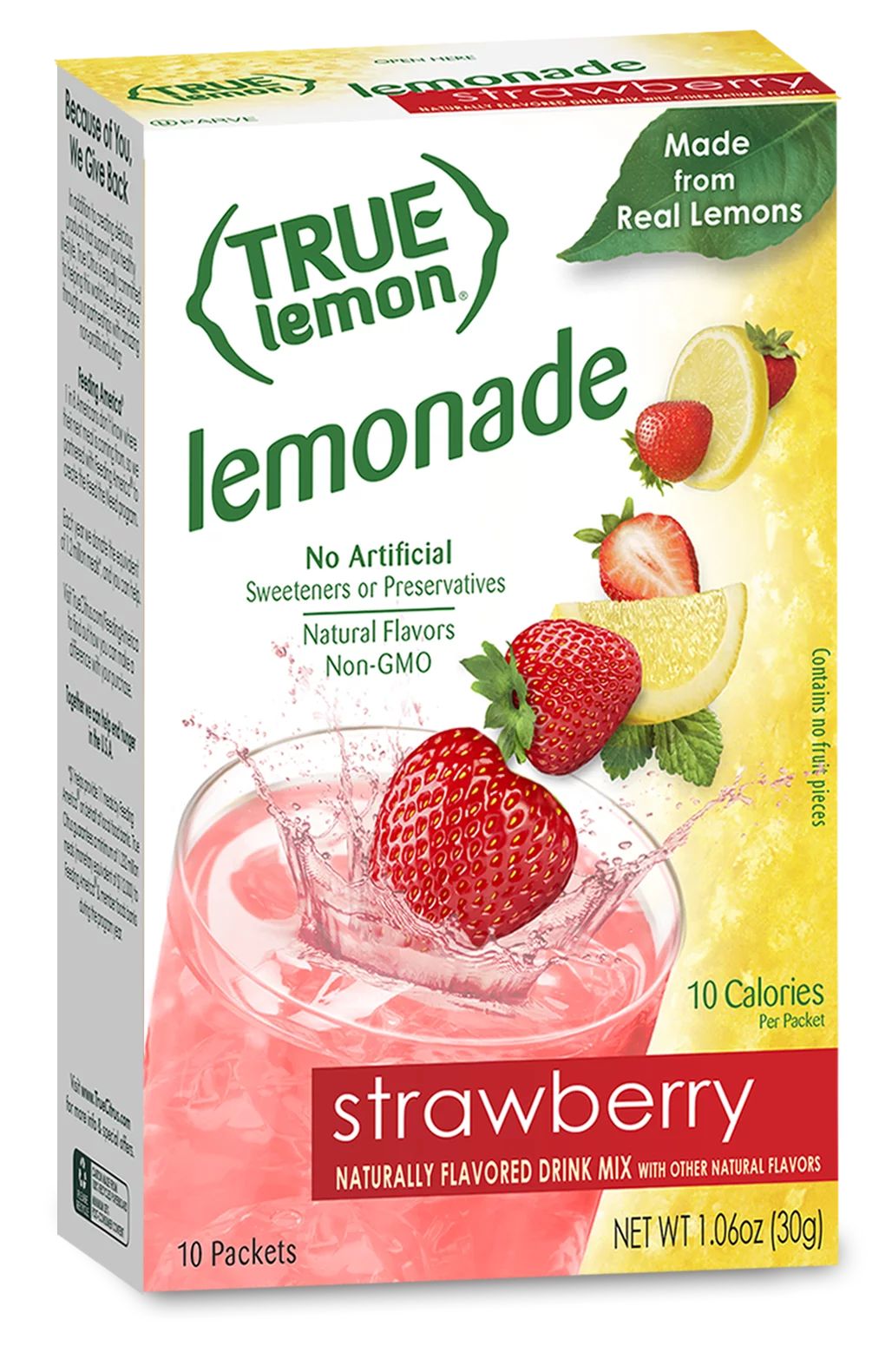 (10 Packets) True Lemon Strawberry Lemonade Stevia Sweetened, On-The-Go, Caffeine Free Powdered D... | Walmart (US)
