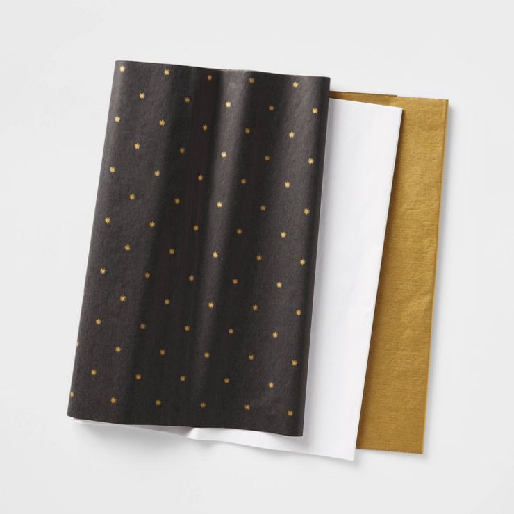 30ct Banded Tissue Paper Black/Gold/White - Wondershop™ | Target