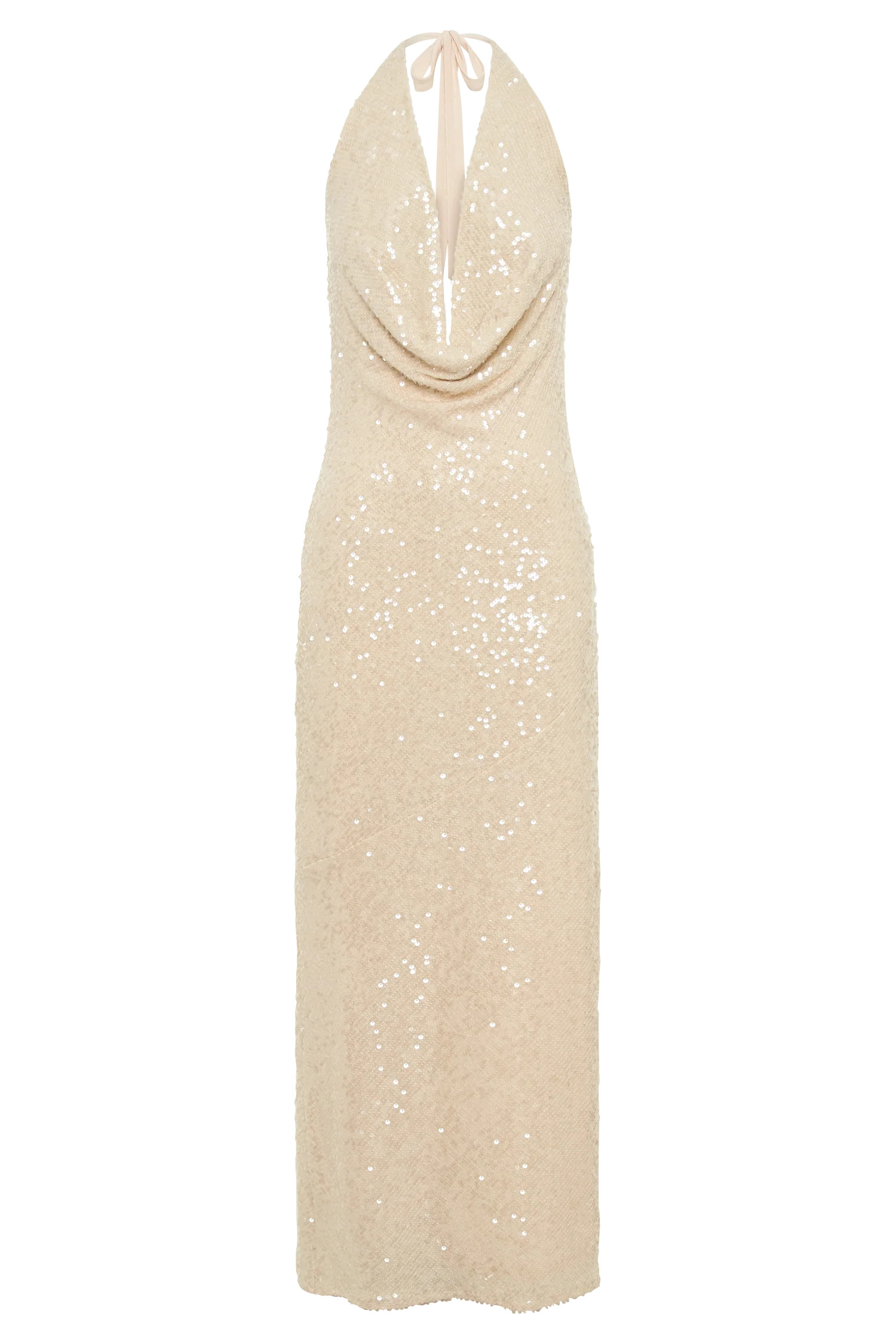 Blakely Halter Sequin Maxi Dress - Cream | MESHKI US